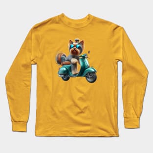 Classy dog on a scooter Long Sleeve T-Shirt